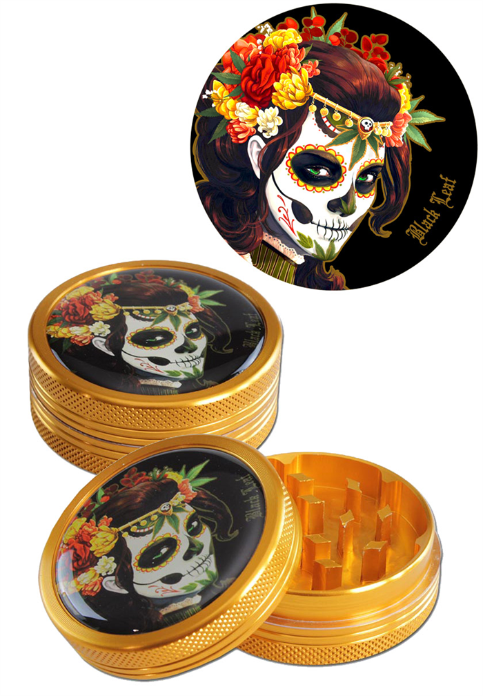 Grinder Black Leaf Mexican Skull